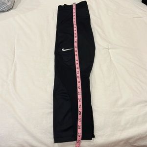 Black Small Nike Pro HyperCool workout leggings with mesh cutout design